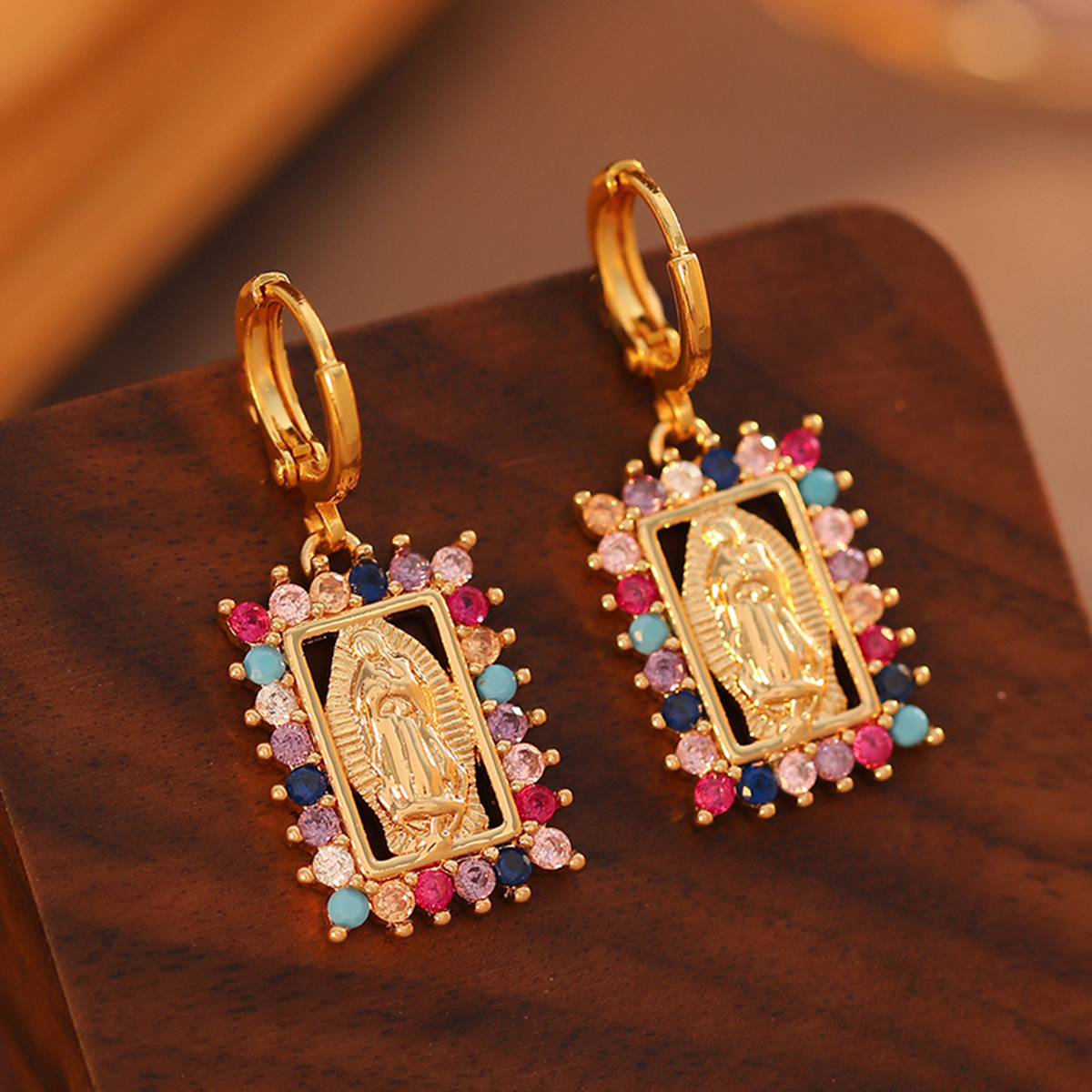 Square Necklace & Earrings Set Virgin Series for Banquet Party